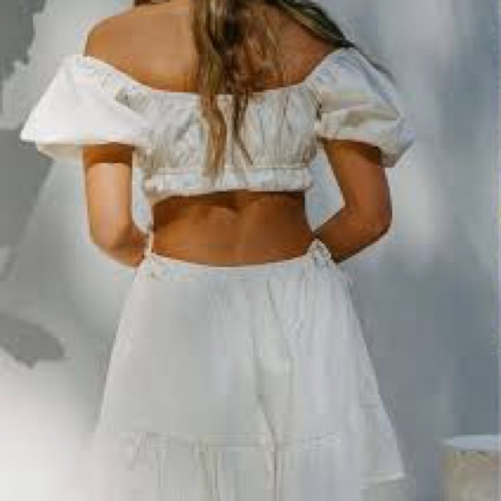 SABO‎ Cream Ivory Puff Sleeve Mini Dress XS Sun Sundress Boho Country Concert - Picture 2 of 9